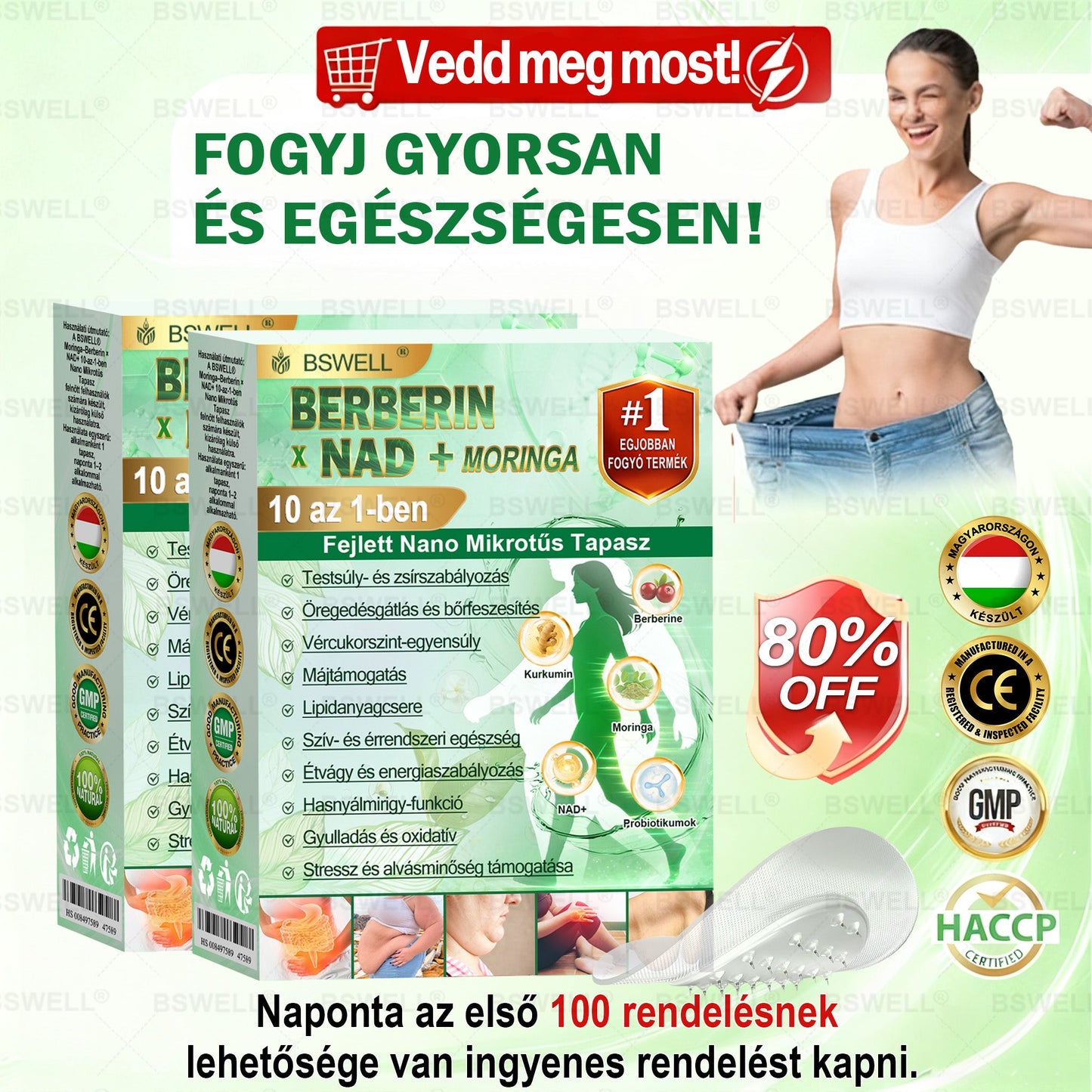 ✨✨✨✨BSWELL® Nano mikrotűs karcsúsító tapasz (Csak naponta egyszer, látható változások 28 nap alatt) ✅ Elhízás, szív- és érrendszeri egészség, cukorbetegség, alvási apnoe, bélrendszer egészsége, ízületi problémák és még sok más