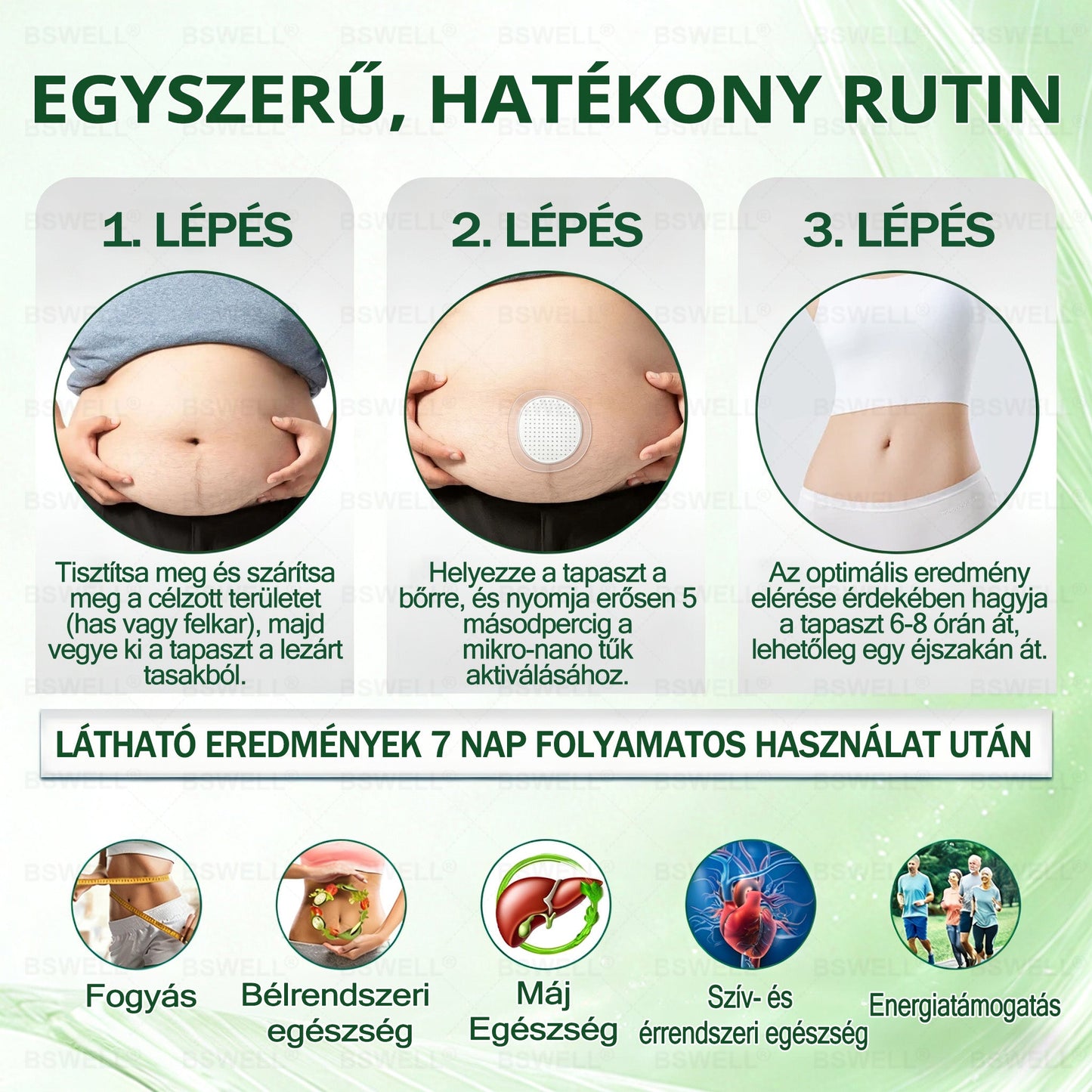 ✨✨✨✨BSWELL® Nano mikrotűs karcsúsító tapasz (Csak naponta egyszer, látható változások 28 nap alatt) ✅ Elhízás, szív- és érrendszeri egészség, cukorbetegség, alvási apnoe, bélrendszer egészsége, ízületi problémák és még sok más