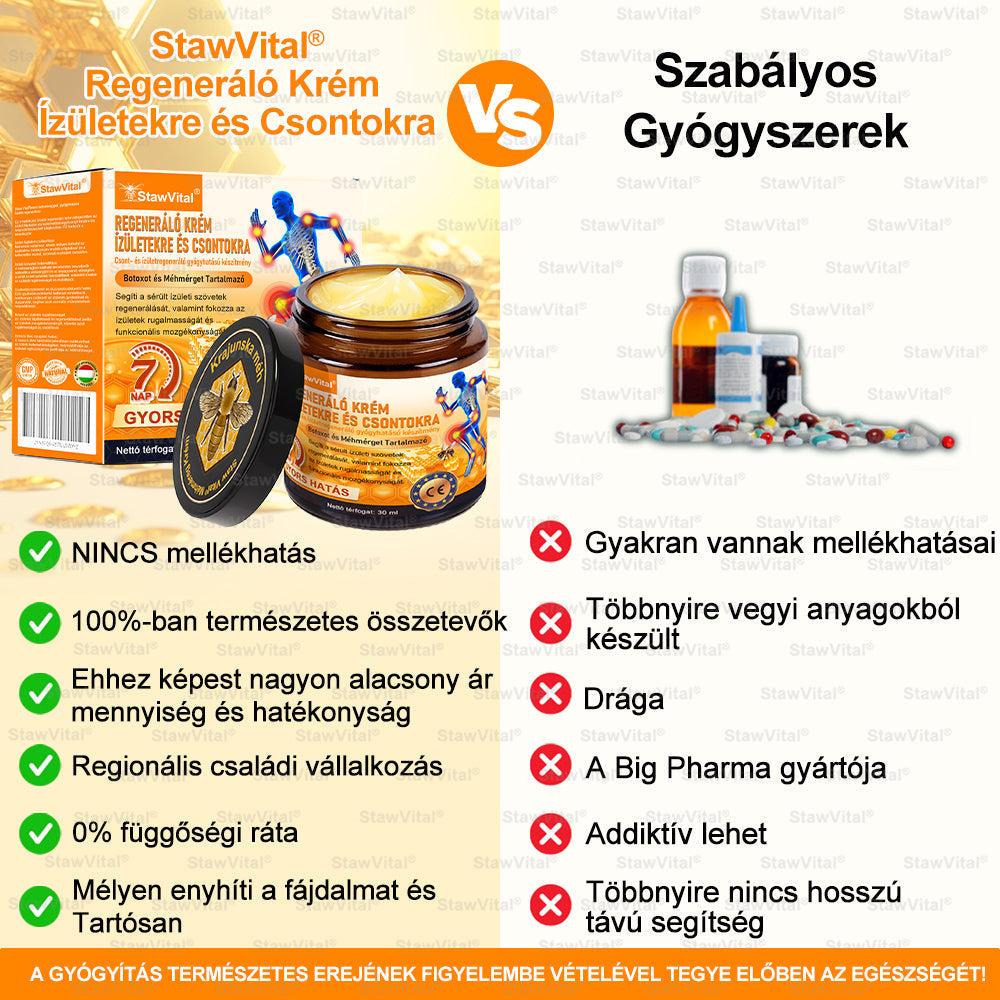 🟢 𝑺𝒕𝒂𝒘𝑽𝒊𝒕𝒂𝒍® Botoxot és Méhmérget Tartalmazó Regeneráló Krém Ízületekre és Csontokra | Ortopédiai problémák és ízületi fájdalmak célzott kezelésére🍀🍀