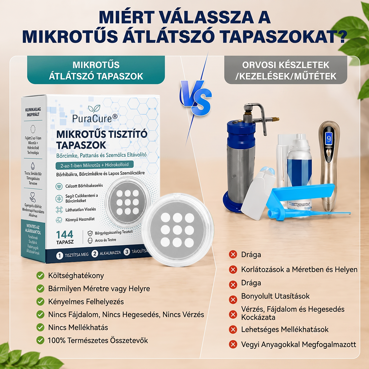 ✨✨ 2 az 1-ben mikrotűs és hidrokolloid tapasz🍀 | Kiálló anyajegyek, aknék, lapos szemölcsök és bőrnövedékek eltávolítására | Segít csökkenteni a ráncokat, hegeket és bőrhibákat | Láthatatlan tapasz az arcra és testre