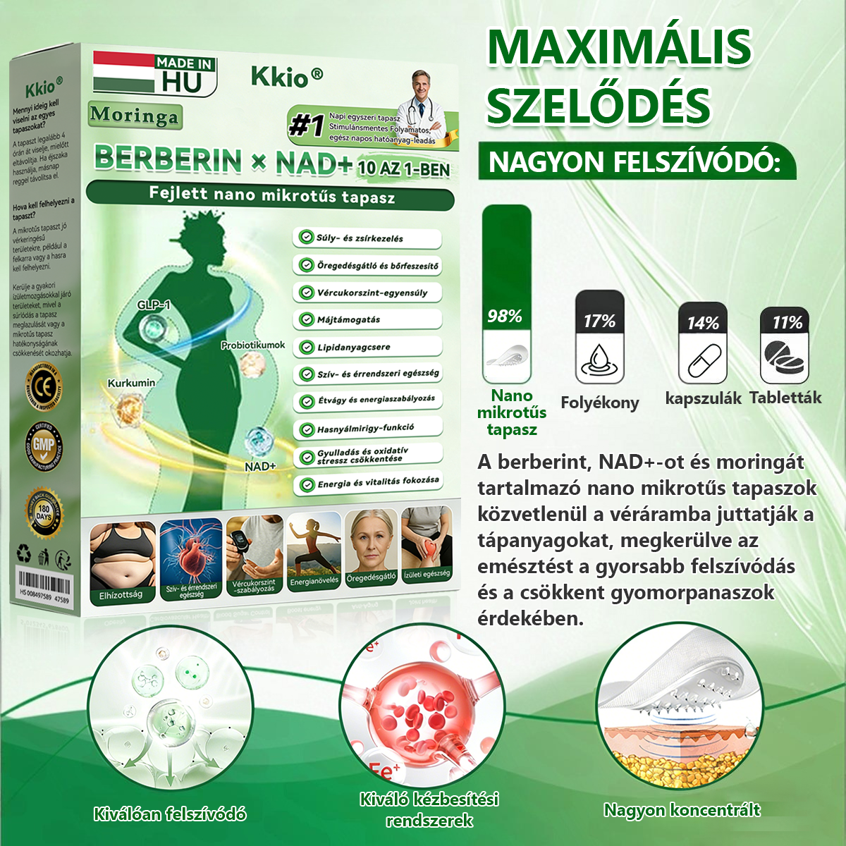 ✨Magyarországi hivatalos áruház 🇭🇺 | Kkio®Moringa·Berberine × NAD+ 10 az 1-ben nano mikrotűs tapasz – mindennapi használatra, 7 napon belül látható eredményekkel ✅ a testsúlyra, a bőrre, a cukorbetegségre és az ízületek egészségére 🗽